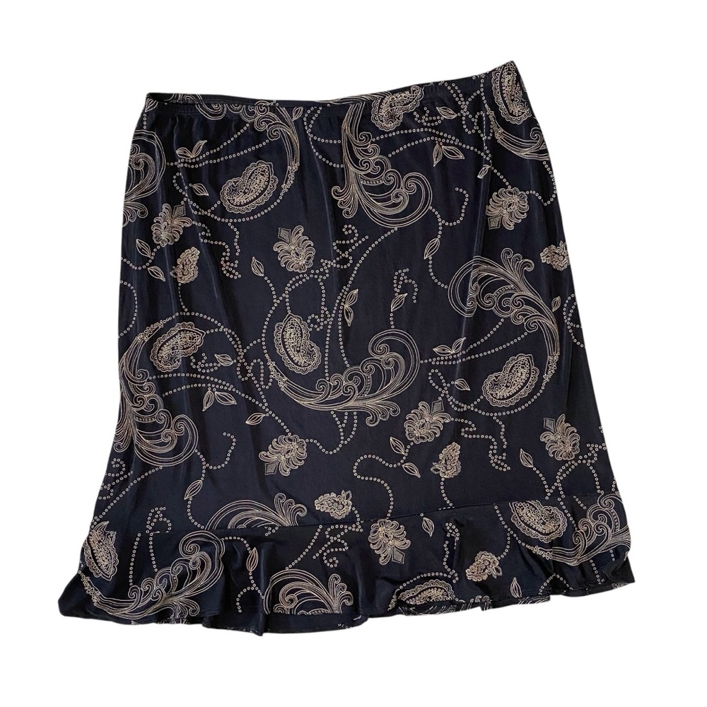 VINTAGE STUDIO 1940 Paisley Ruffled Hem Skirt